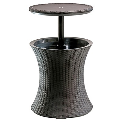 Photo 1 of Pacific Cool Bar Rattan Style Patio Beverage Cooler Bar Table - Brown - Keter