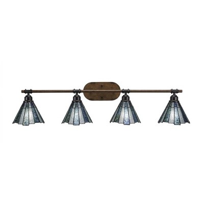 Toltec Lighting Blacksmith 4 - Light Vanity in  Painted Wood/Dark Granite with 7" Sea Ice Art Glass Shade