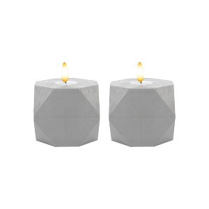 LumaBase Battery-Operated Geometric Candles with 3D-Wick Flame - Set of 2 - 1 of 4