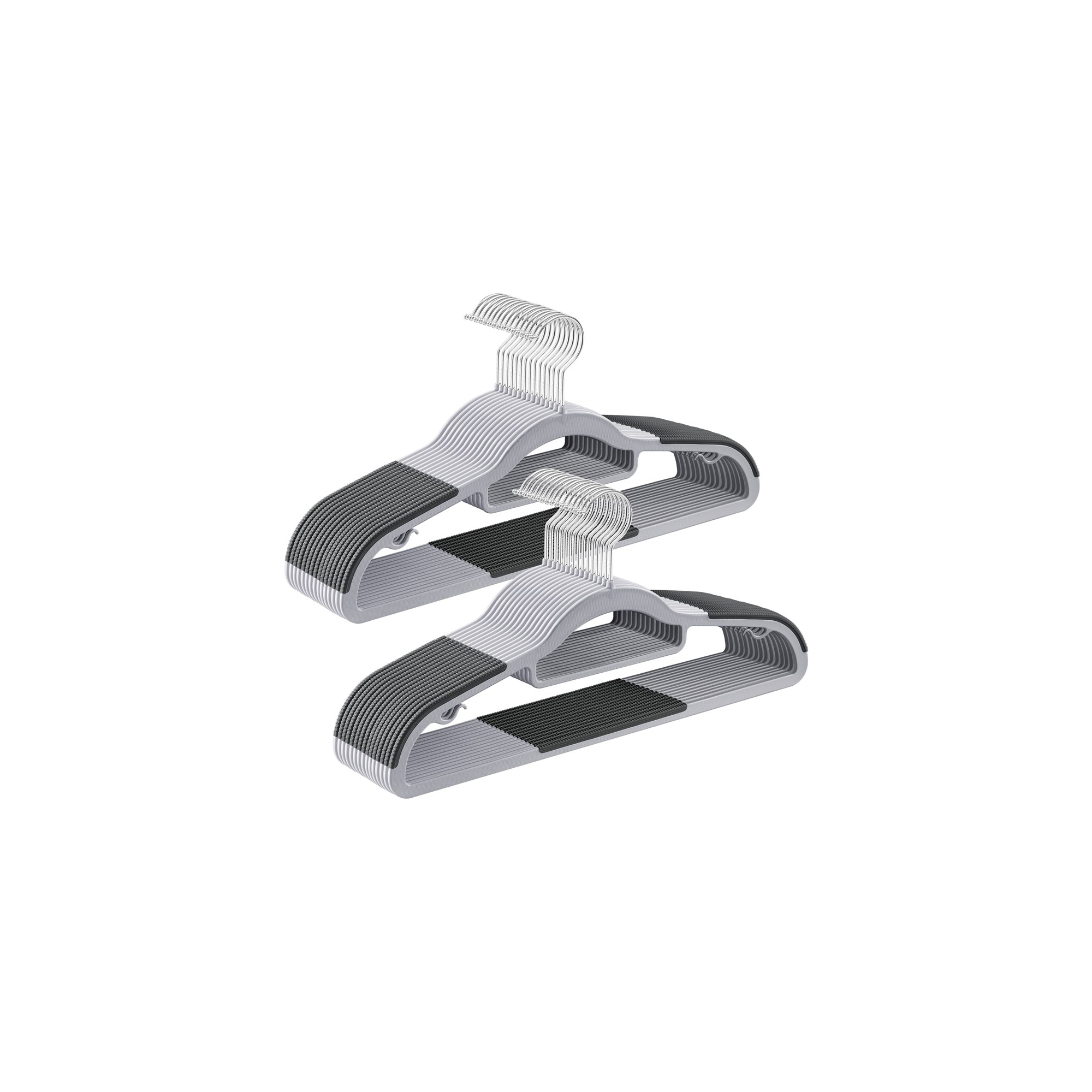 SONGMICS Pack of 30 Coat Hangers, Heavy-Duty Plastic Hangers, Non-Slip, 0.2 Inches Slim, 16.5 Inches Wide Light and Dark Gray