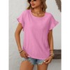 Womens Tops Summer Round Neck Short Sleeve Hollow T Shirt Blouse - 4 of 4