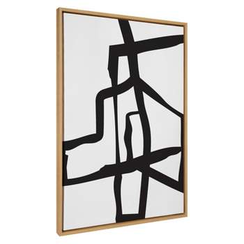 Kate & Laurel All Things Decor 31.5"x41.5" Sylvie Bold Abstract Black Stroke Framed Wall Art by The Creative Bunch Studio Natural