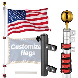 Yescom 20Ft Portable Telescoping Flag Pole with Ladder Mount Holder for Event Trade Show Fair - 1 of 4