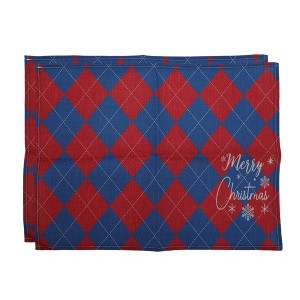 Unique Bargains Christmas Place Mats Diamond-Pattern Linen 13"x17.7" 2 Pcs - 1 of 4