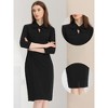 Allegra K Women's Front Tie Neck 3/4 Sleeve Work Bodycon Dress - 2 of 4