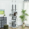 PawHut Floor to Ceiling Cat Tree, 89"-100" Adjustable Height Cat Climbing Tower Activity Center for Indoor Cats with Cat Perch, Condo & Hammocks, Gray - 3 of 4