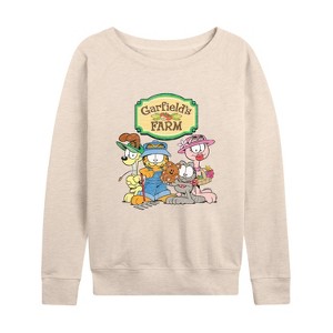 Women's - Garfield - Farm Group Lightweight French Terry Wide Neck Long Sleeve Shirt - 1 of 4