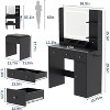 Vanity Desk with Mirror and Lights,Power Outlet,Makeup Vanity Table Set with Storage Drawers Shelves Cabinet& Chair - 2 of 4