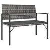 vidaXL 2-Seater Patio Bench with Cushion Gray Poly Rattan - 2 of 4