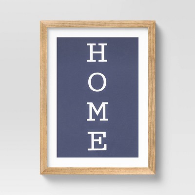 12" x 16" Framed "HOME" Decorative Wall Art White/Navy - Threshold™