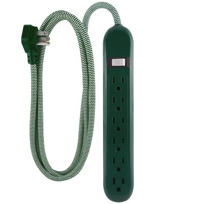 Philips 6' 6-Outlet Power Strip Braided Cord Green/White