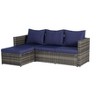 Bigget Outdoor Steel Wicker 3 Piece L-Shaped Patio Rattan Sectional Set, Blue - 4 of 4