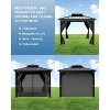 12' x 12' Hardtop Gazebo, Aluminum Frame Canopy with Galvanized Steel Double Roof, Netting & Curtains, Outdoor Pergola for Patio, Lawn, Garden, Khaki - 3 of 4