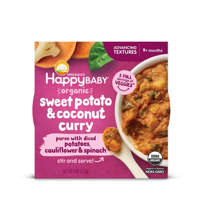 Happy Baby Advancing Textures Bowl Sweet Potato &#38; Coconut Curry Baby Meals - 4oz, 1 of 4
