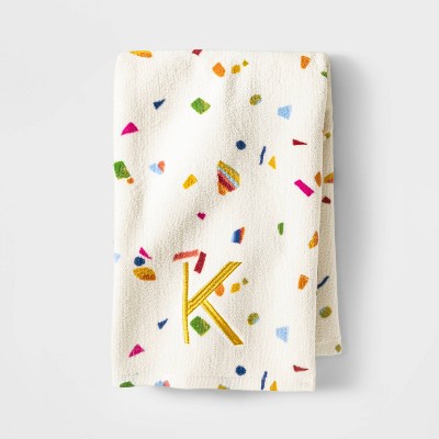 15"x25" Sheared Terry Monogram Hand Towel 'K' - Opalhouse™