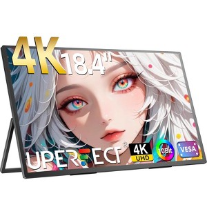4K QLED Portable Monitor 18.4“ Travel Monitor UHD 3840*2160 120% sRGB External Second Screen for Laptop Desktop Mini PC W/Stand VESA HDMI USB-C - 1 of 4