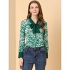 Allegra K Women's Boho Floral Printed Shirts V Neck Pussybow Blouse Top - 3 of 4