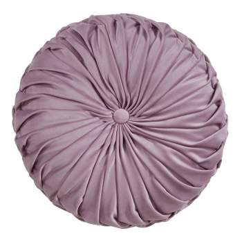 14" Velvet Pintucked Poly Filled Round Throw Pillow - Saro Lifestyle