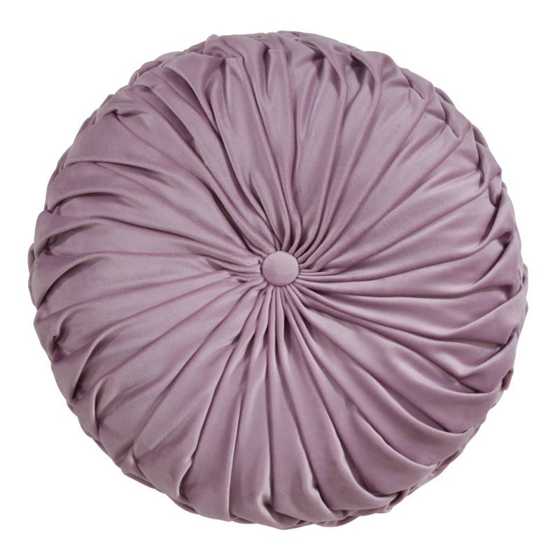 14" Velvet Pintucked Poly Filled Round Throw Pillow - Saro Lifestyle, 1 of 6