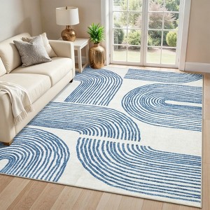 Garvee Geometric Stripes Area Rugs for Living Room Bedroom Soft Non Slip Low Pile Throw Rug Soft Washable Area Rug - 1 of 4
