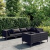 vidaXL Patio Lounge Set Outdoor Sectional Sofa Set Table Poly Rattan Dark Grey - 2 of 4