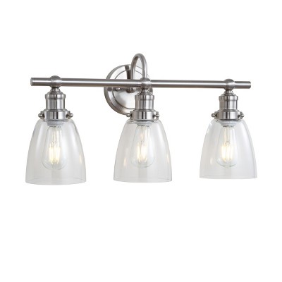 Dunes 3-Light Nickel and Clear Glass Bathroom Sconce