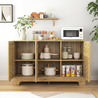 NicBex Modern Farmhouse Sideboard Pantry Cabinet with 3 Large Doors Cabinet,Storage Cabinet for Kitchen,Dining Room,Office,Entryway