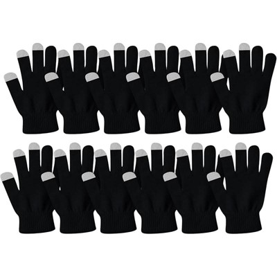 Zuppad Winter Magic Gloves, 12 Pairs Stretchy Warm Knit Bulk Pack Mens Womens Gloves
