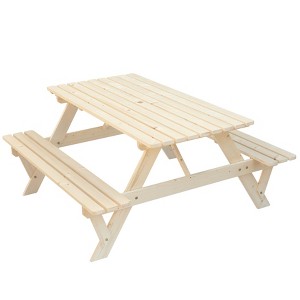 Gardenised Outdoor Wooden Patio Deck Garden 6-Person Picnic Table, for Backyard, Garden - 1 of 4