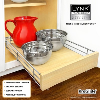 Lynk Professional 14"x21" Select Sliding Pull Out Cabinet Drawers Organizer Wood Chrome: Kitchen Storage, Ball Bearing Glides — фото 2