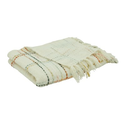 Multicolor Crosshatch Design Throw Blanket with Fringe, 50"x60"