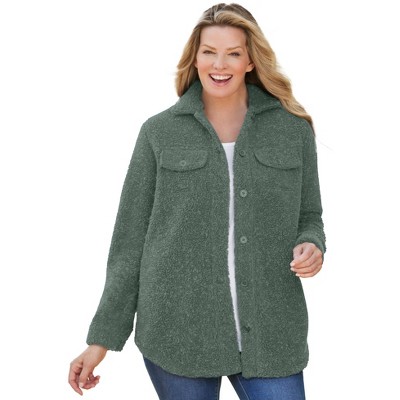 Woman Within Women's Plus Size Berber Button-Front Jacket