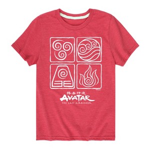 Boys' - Avatar: The Last Airbender - Air Water Earth Fire Grid Short Sleeve Graphic T-Shirt - 1 of 4