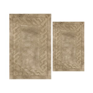 Knightsbridge Stylish And Comfortable Traditional Chain Design 2 PC Cotton Bath Rug Set 17"x24" & 21"x34" Silver - 1 of 4