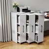 TopComfy Decorative Storage Cabinets Bookcase with Three Pulled Out Doors Shelving Cabinet Bookcase for Living Room, White, 29.92"*17.71"*39.37" - 2 of 4