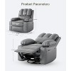 22" Rocker Recliner Chair, 1.5X Sponge Filling, 360 Degree Swivel, PU Leather, Side Pockets and Cup Holders, Reclining 135 Degrees - 3 of 4