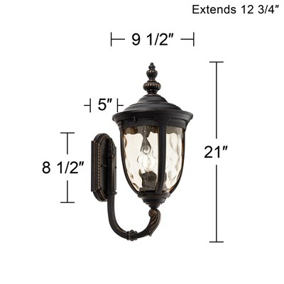 Bellagio Bronze 21" Hammered Glass Outdoor Wall Light Fixture