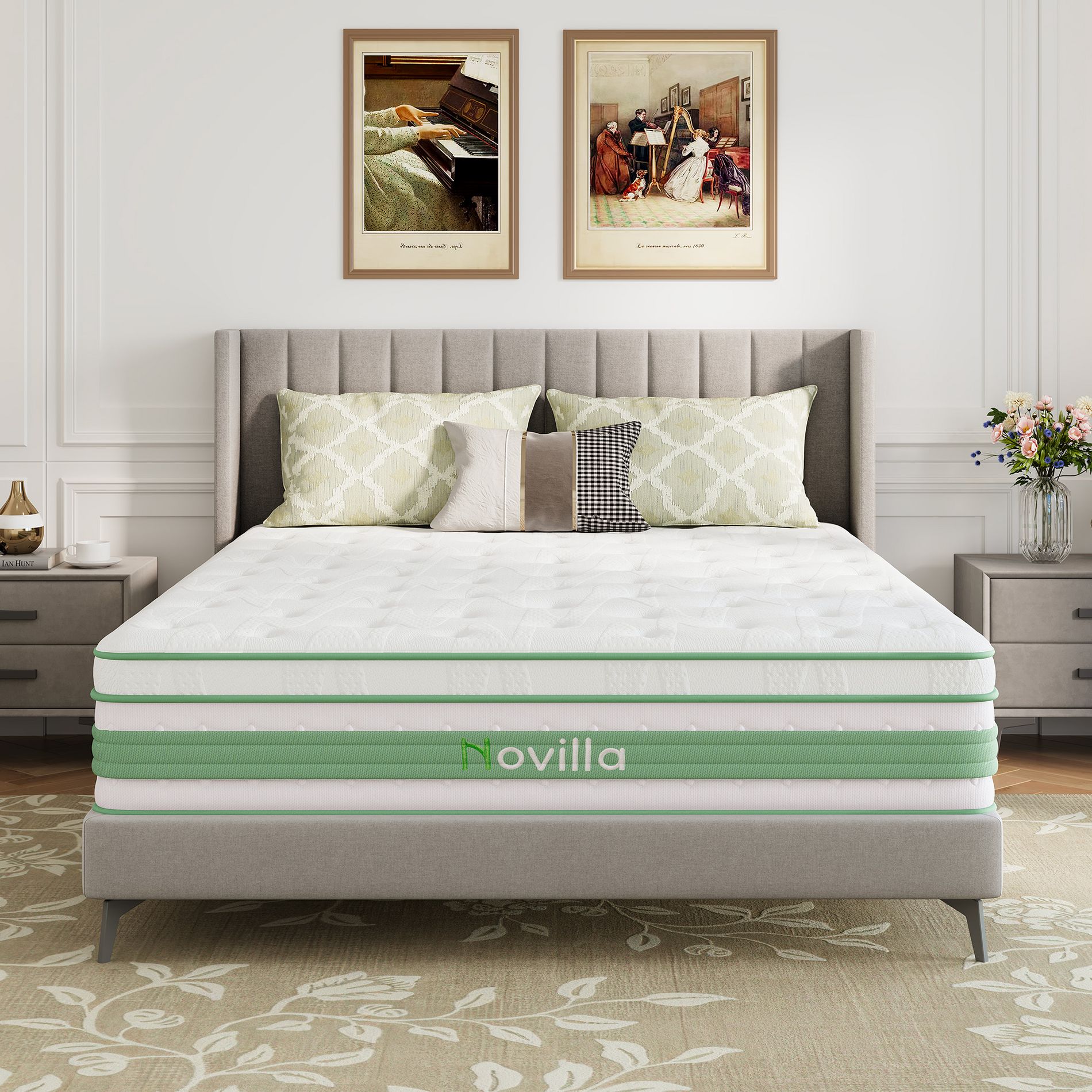 Novilla 12/14 inch  Medium Firm Gel Memory Foam Hybrid Mattress with CertiPUR-US and ACA Certified
