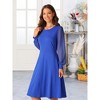 Seta T Women's Lantern Long Sleeve Round Neck Elegant Swiss Dots Work Knee Length Dress - 3 of 4