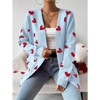 Coolmee Women's Fall Winter Long Sleeves Open Front Heart Print Knitted Sweater Cardigan Coat Outwear - 4 of 4