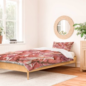 Full/Queen Marta Barragan Camarasa Jungle Paradise Duvet Set Pink - Deny Designs: Microfiber, Reversible, 300 Thread Count - 1 of 2