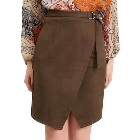 Faux suede skirt knee length best sale