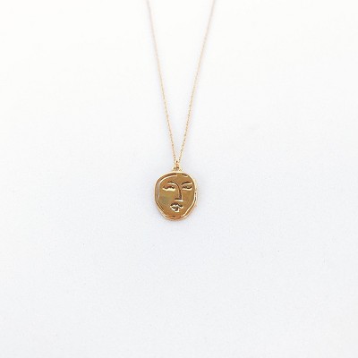 Sanctuary Project Dainty Modern Art Face Charm Necklace Gold