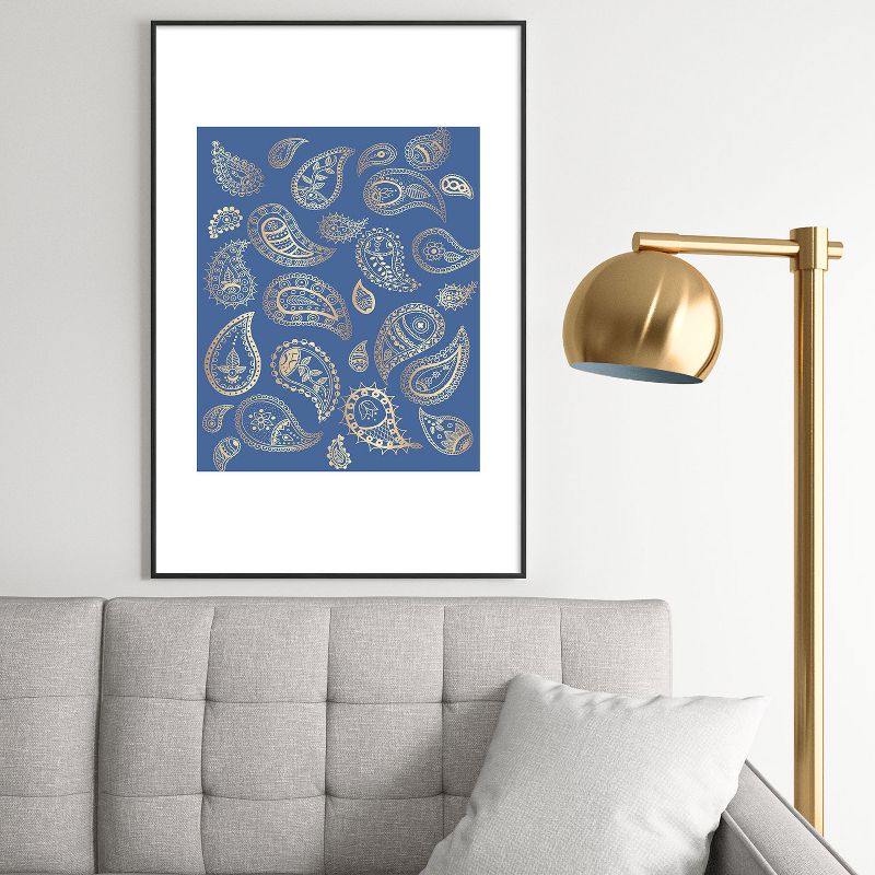 Cynthia Haller Classic blue and gold paisley Metal Framed Art Print - Deny Designs, 2 of 4