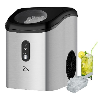 Portable Ice Maker Countertop ¨C 33 lbs/24H Nugget Ice Machine with Chewable Ice, Self-Cleaning, Stainless Steel