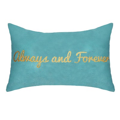 14"x22" Celebrations "Always and Forever" Metallic Velvet Lumbar Pillow Mineral Blue - Edie@Home