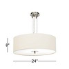 Possini Euro Design Brushed Nickel Pendant Chandelier 24" Wide Modern White Canvas Drum Shade 4-Light Fixture for Dining Room House Kitchen Island - 4 of 4