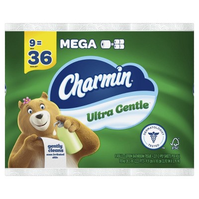Charmin Ultra Gentle Toilet Paper, 9 Mega Rolls, 231 Sheets Per Roll