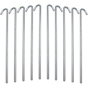 Tent Stakes Heavy Duty Metal, Galvanized Rust-Free Yard Stakes, Garden Edging Fence Hook | Tent Stakes Metal for Outdoor Camping, Tent Pegs - 1 of 4