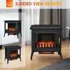 Syemin Indoor Fireplaces 24" Electric Fireplace Stove, Freestanding Infrared Fire Place Heater with Overheat Protection, Black, 24"*14"*24" - 4 of 4